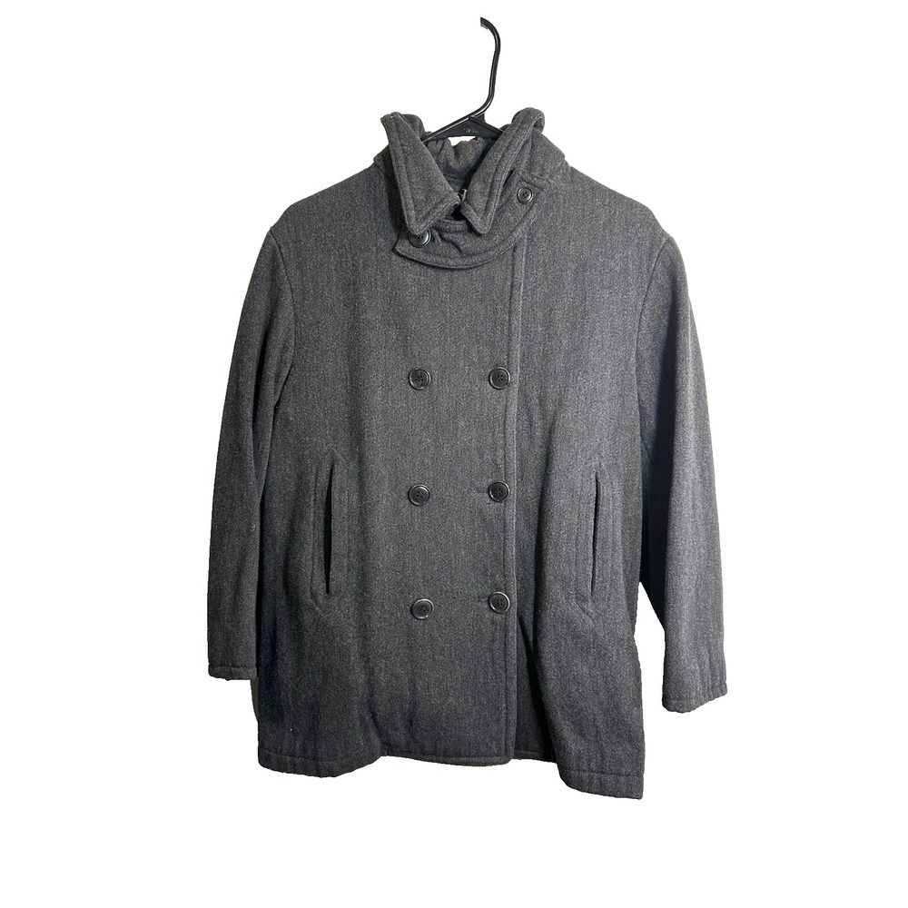 calvin klein womens wool blend coat size 6 long sleeve‎ buttons